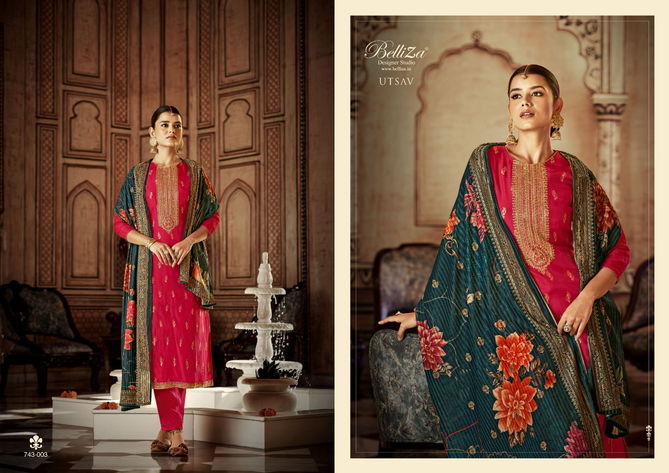 Utsav By Belliza Designer Jacquard Dress Material Catalog